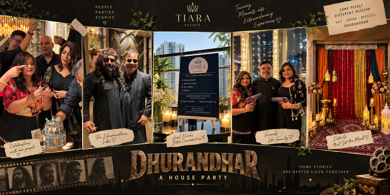 Dhurandhar house party memories with guests and décor